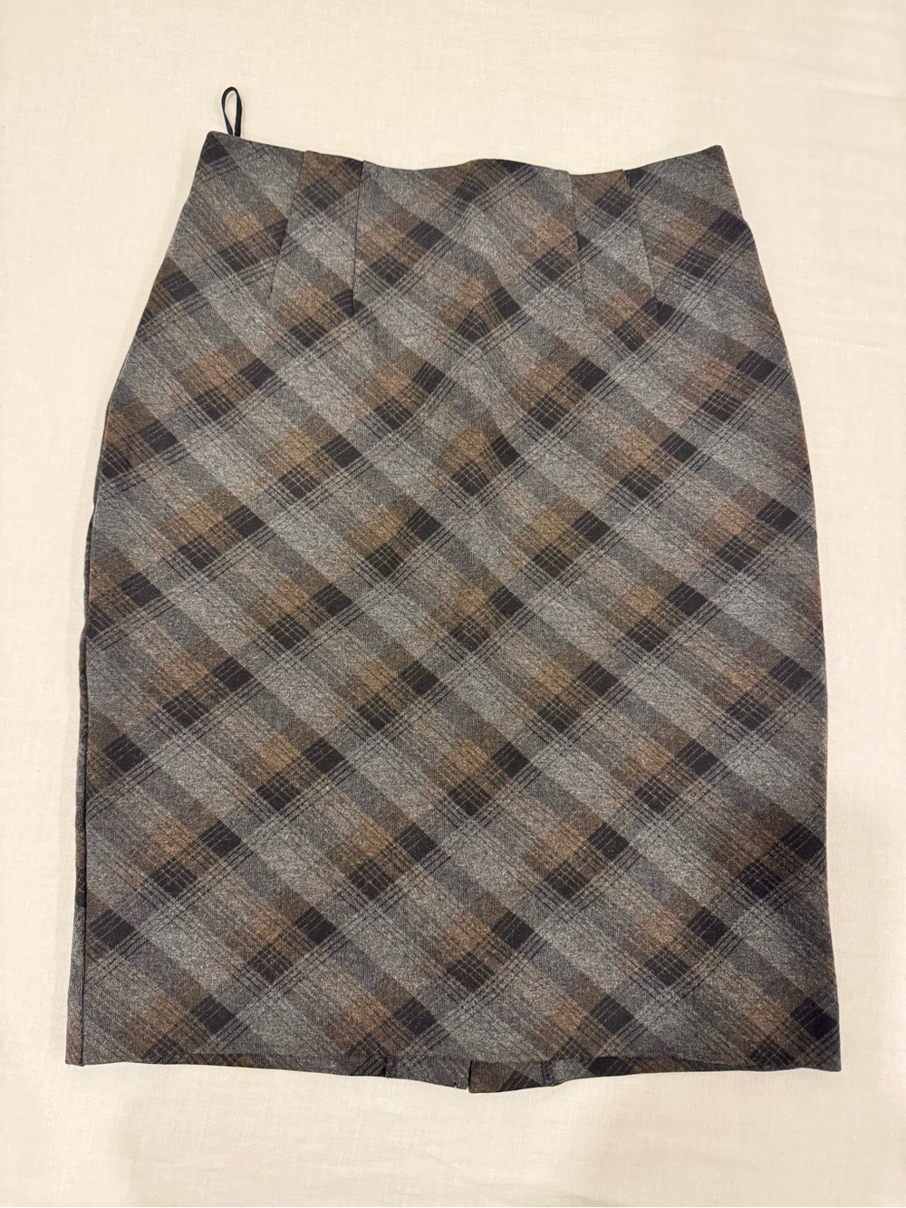 Amanda + Chelsea Plaid Pencil Skirt in Gray & Brown Size 2 Like New
